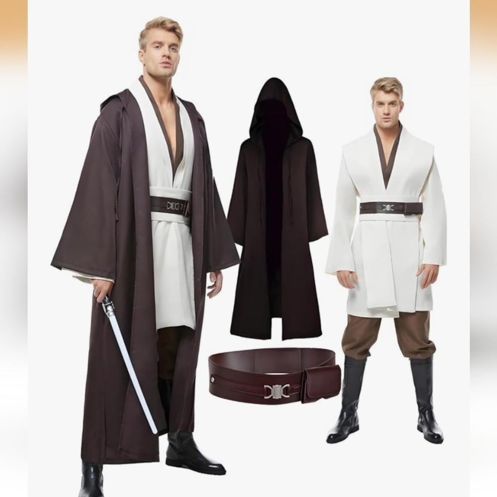 Brown and White Jedi Costume with Belt